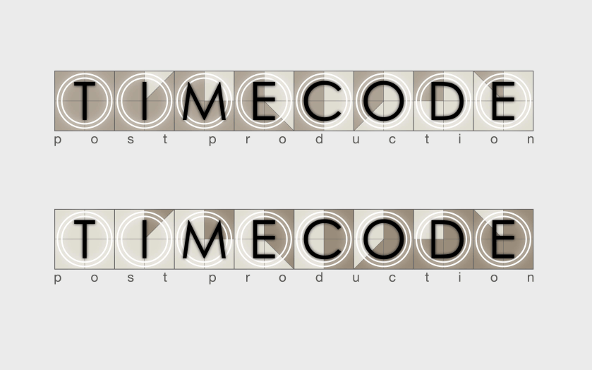 ‘Timecode’ – Logo  2010. Part of a series of company logo proposals designed for
‘Timecode Post Production’, Egypt, whilst employed 2008-2011.  Logo idea based
on the traditional film countdown sequence.