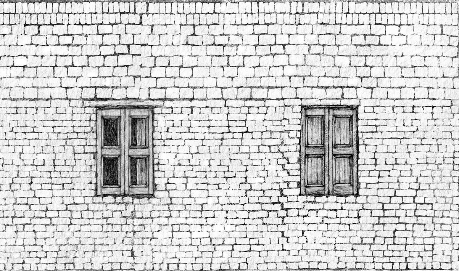 ‘Kaf El Amar’ – Film, Egypt  2011.

Brick wall with windows – scanned pencil drawings processed in Photoshop.