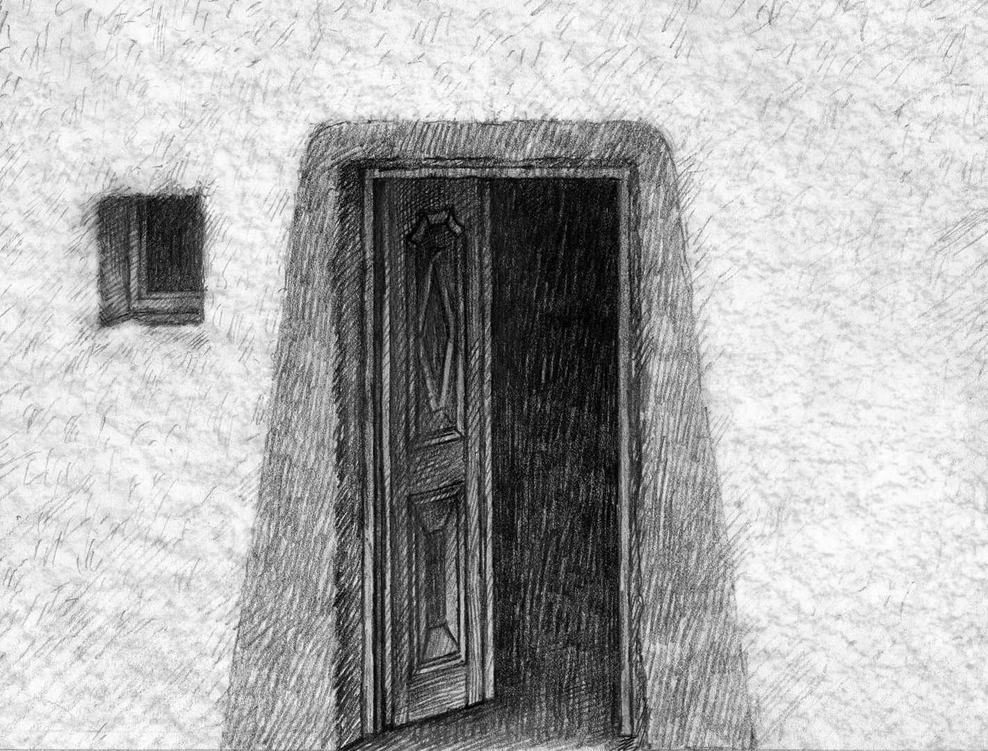 ‘Kaf El Amar’ – Film, Egypt  2011.

Doorway of main character’s house – scanned pencil drawing with textures added
in Photoshop.