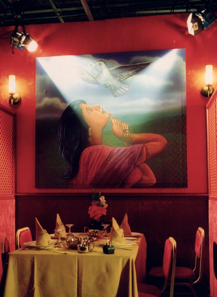 ‘It Was An Accident’ – Film  2000.  Indian restaurant set with painting in
‘naive’ style.