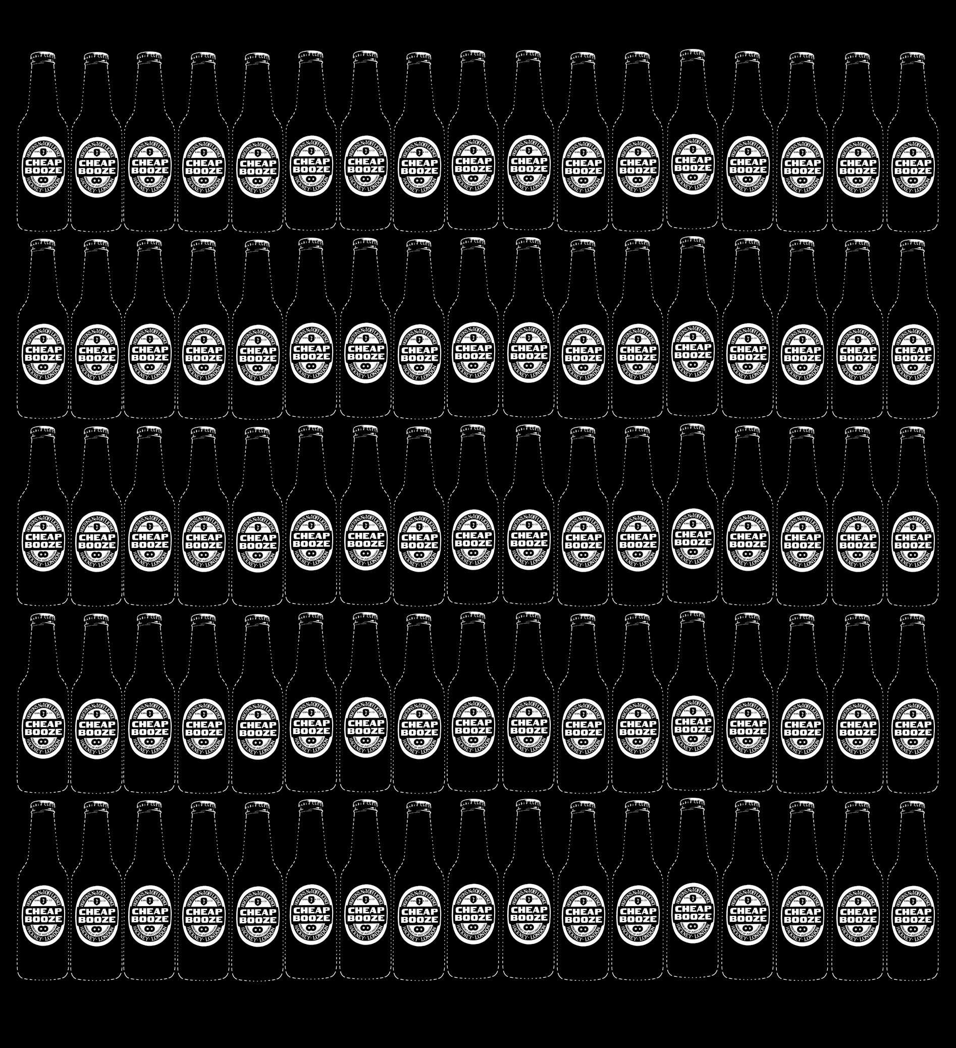 Bottle graphic duplicated into rows in Andy Warhol ‘Coke’ bottle style.