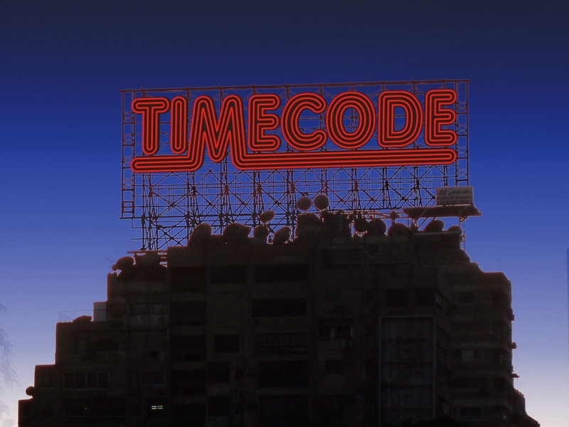 ‘Timecode’ – Logo  2010. Part of a series of company logo proposals designed for
‘Timecode Post Production’, Egypt, whilst employed 2008-2011.  Logo visualised
as rooftop neon sign.